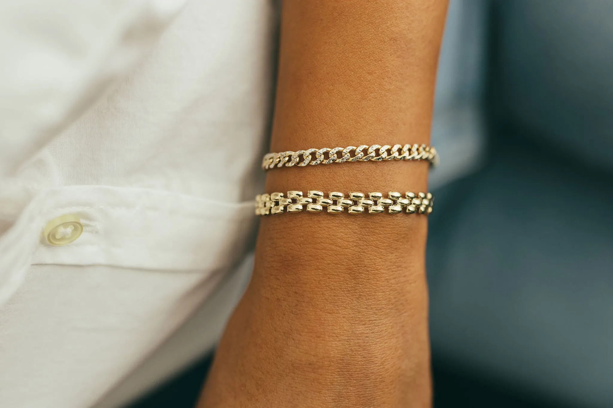 10K Gold Diamond Cut Curb Bracelet