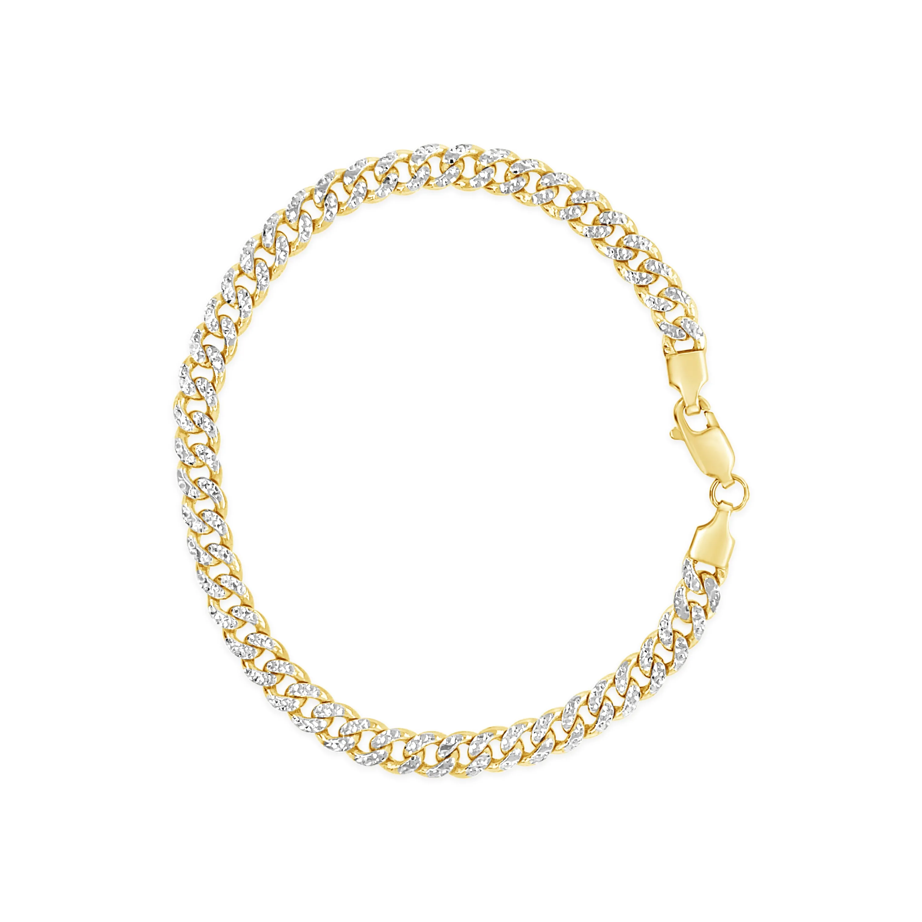 10K Gold Diamond Cut Curb Bracelet