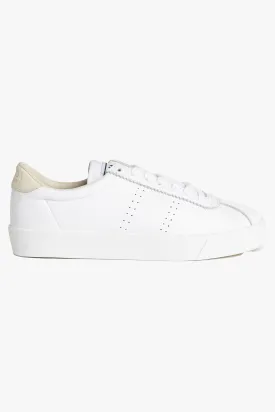 2843 Club S Comfort Leather White with Sand Beige Trim Sneakers