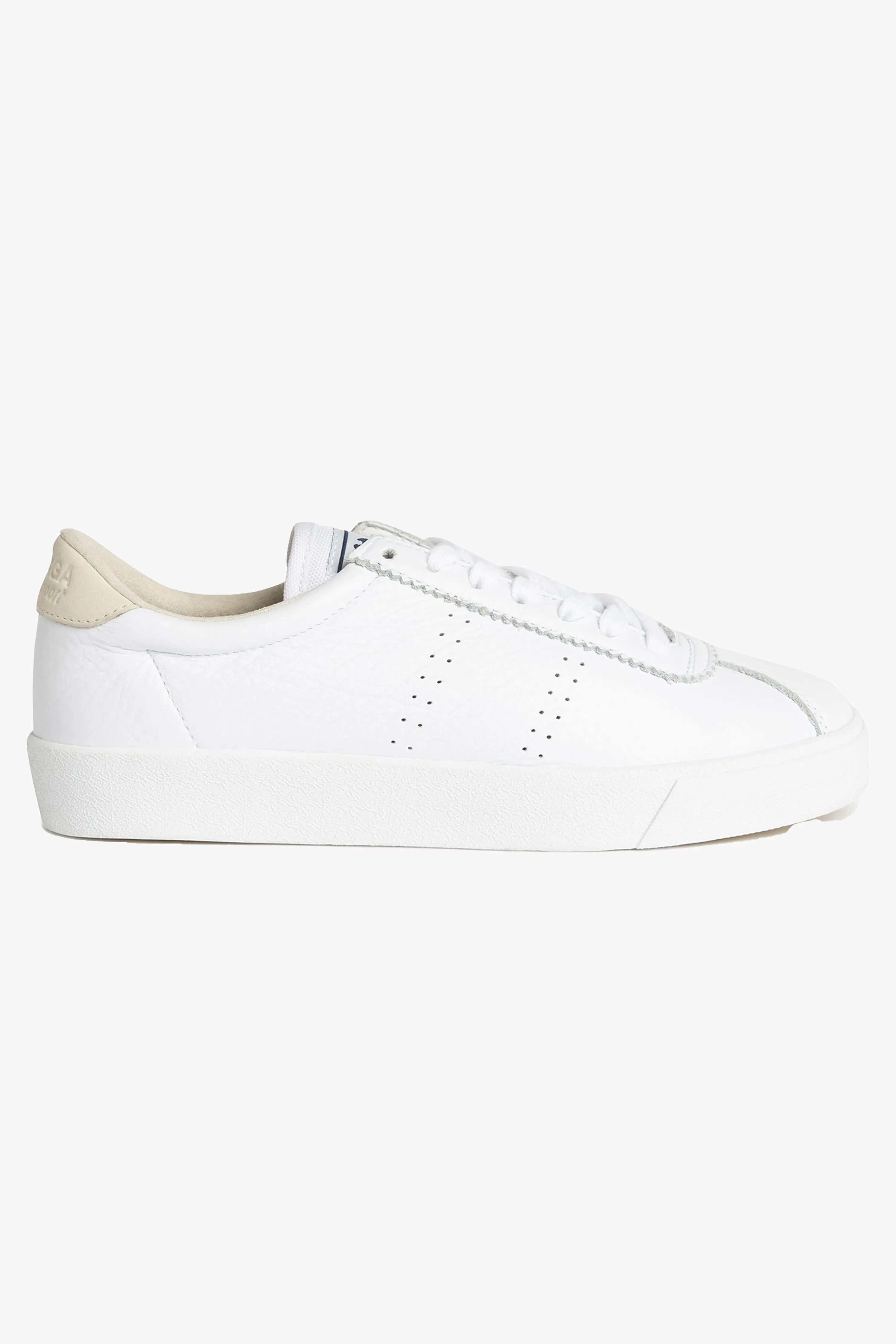 2843 Club S Comfort Leather White with Sand Beige Trim Sneakers