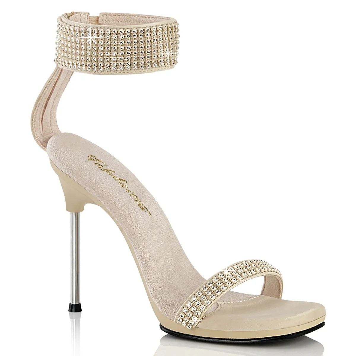 4 Inch Heel CHIC-40 Tan Rhinestone