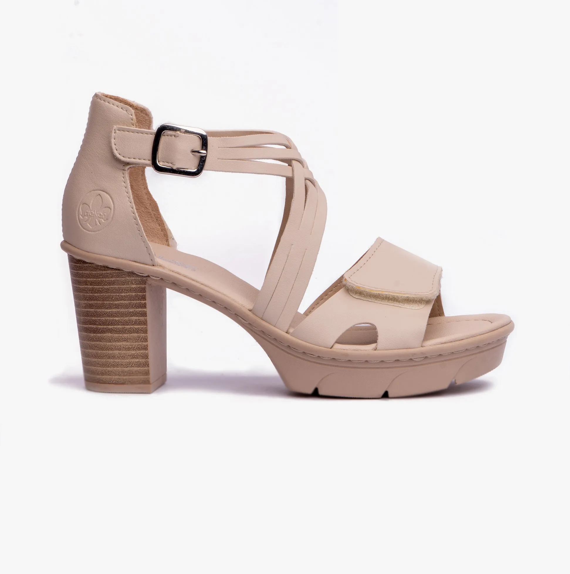 67578-60 Ladies Heeled Sandals Beige