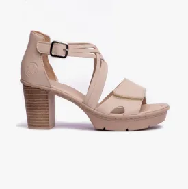 67578-60 Ladies Heeled Sandals Beige