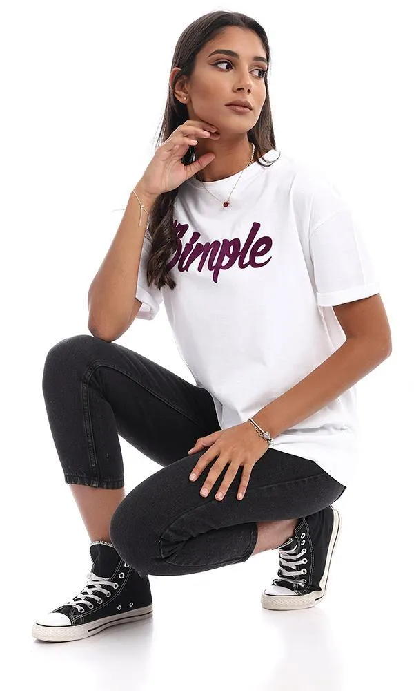 94866 "Simple" Printed Comfy White Tee