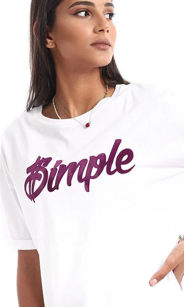 94866 "Simple" Printed Comfy White Tee