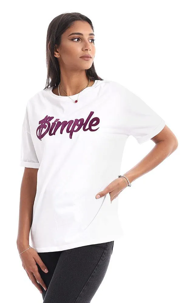 94866 "Simple" Printed Comfy White Tee