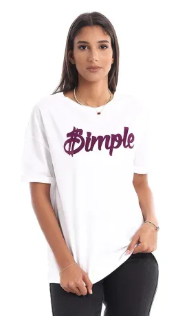 94866 "Simple" Printed Comfy White Tee