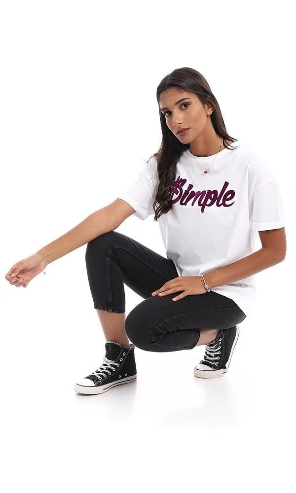 94866 "Simple" Printed Comfy White Tee