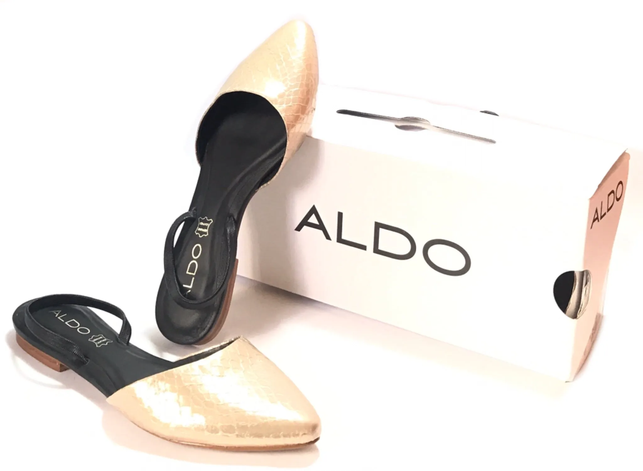 ALDO Gold & Black Snakeskin Mules | Brand New |