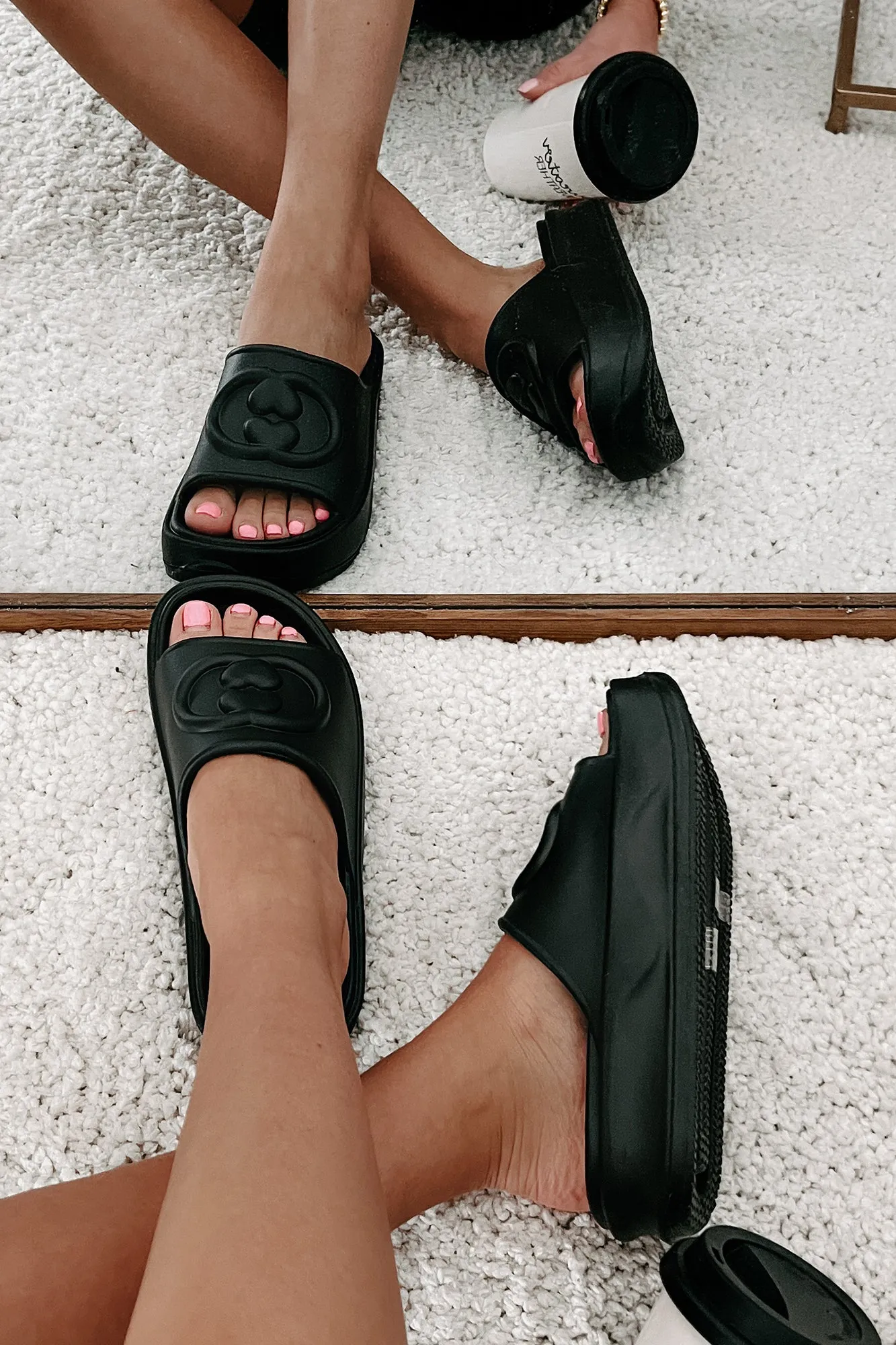 Always Chill PVC Platform Slide Sandals (Black)