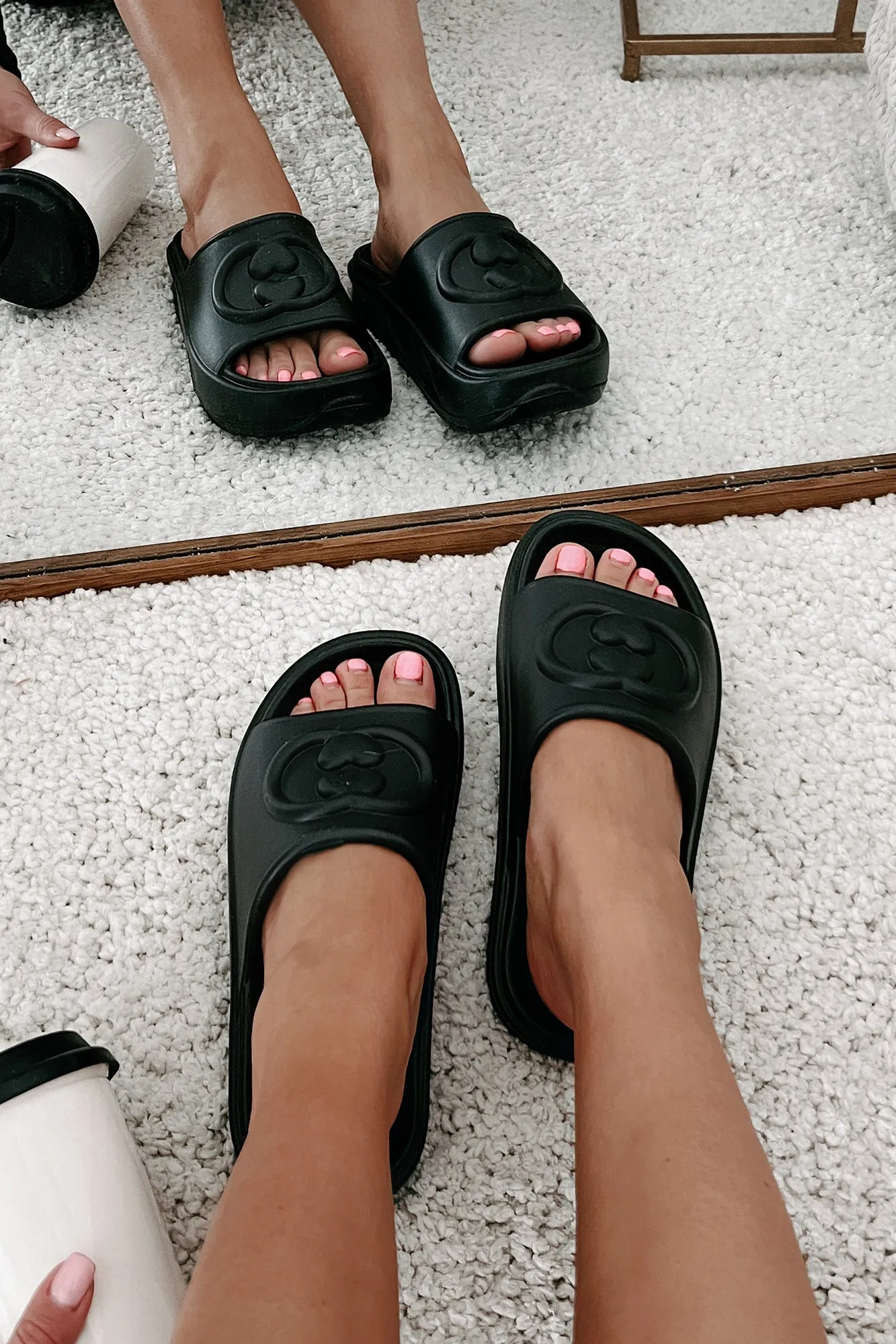 Always Chill PVC Platform Slide Sandals (Black)