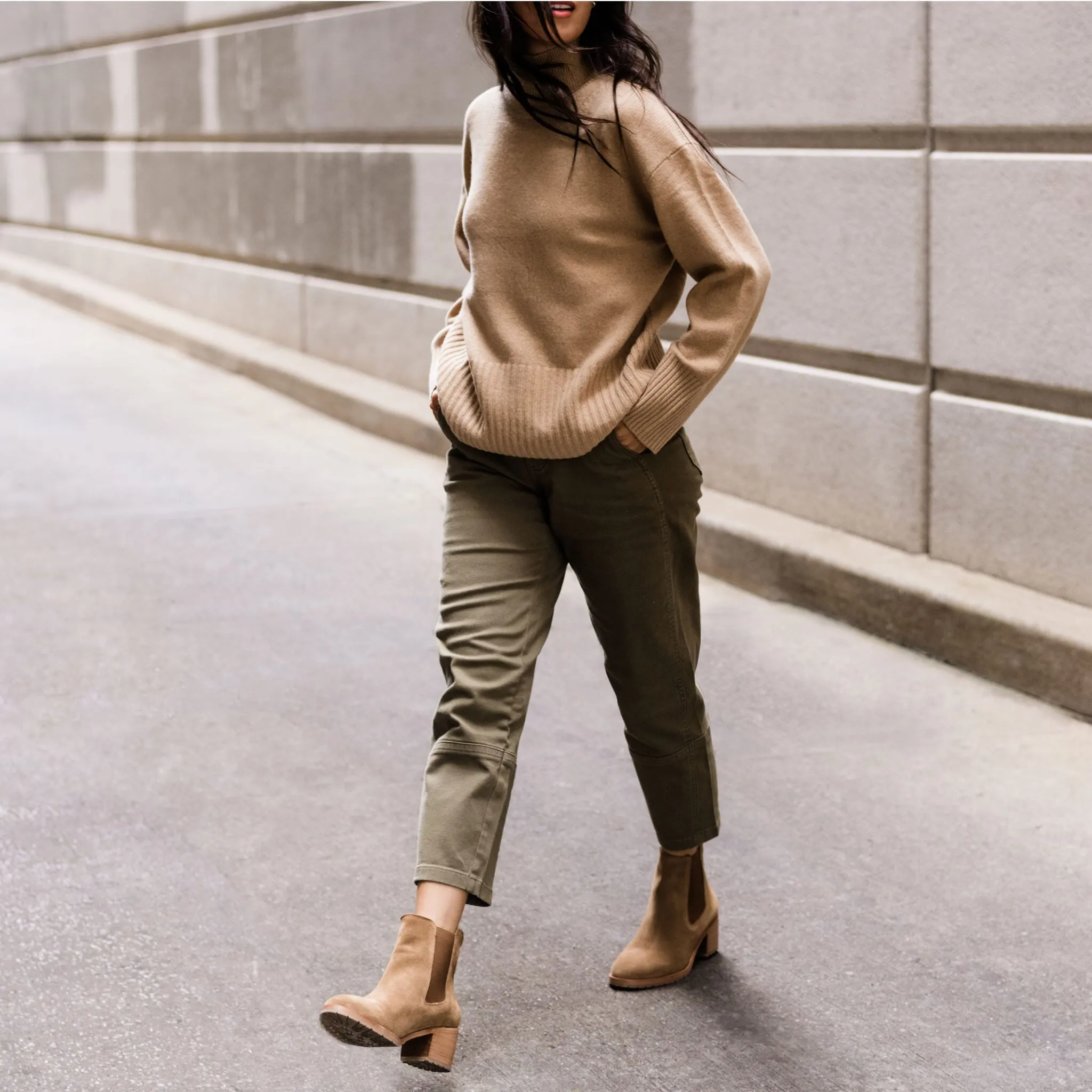 Ana Go-To Heeled Chelsea Boot Taupe Suede