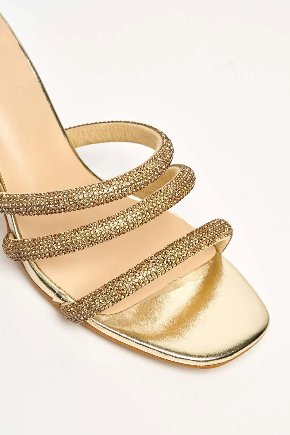 Andrena 3 Strap Diamante Mule in Gold