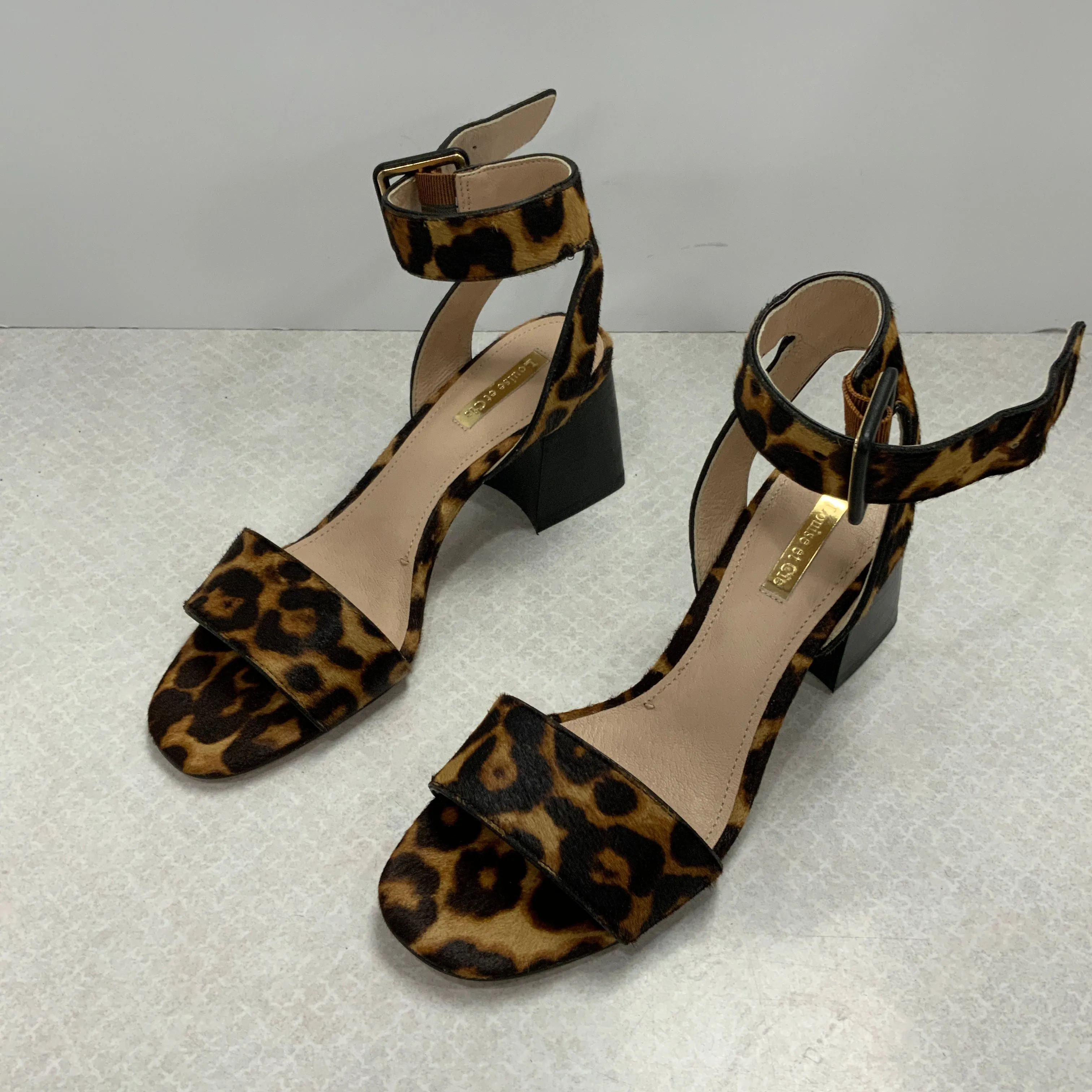 Animal Print Sandals Heels Block Louise Et Cie, Size 7