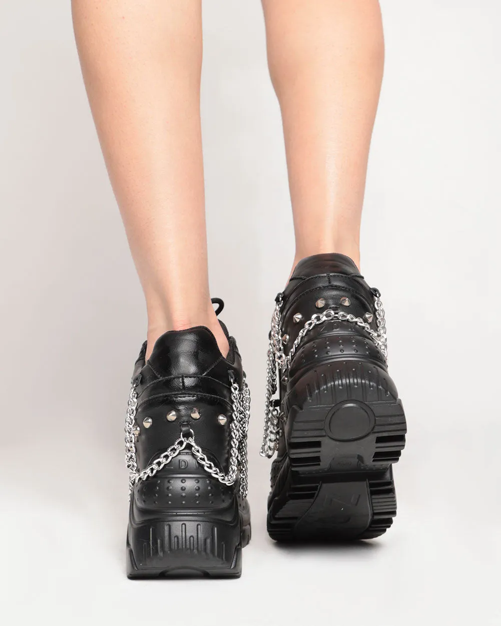 Anthony Wang Darker Than Black Chain PU Platform Sneakers