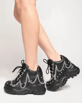 Anthony Wang Darker Than Black Chain PU Platform Sneakers