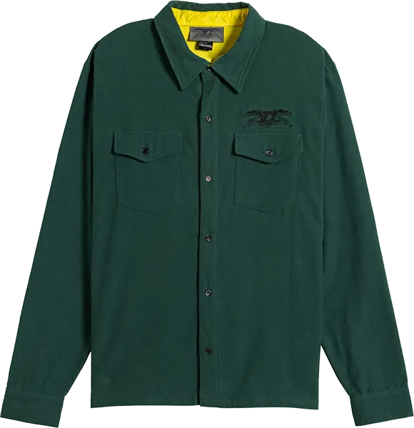 Antihero Basic Eagle Long Sleeve Shirt Flannel MEDIUM Dk.Green/Black