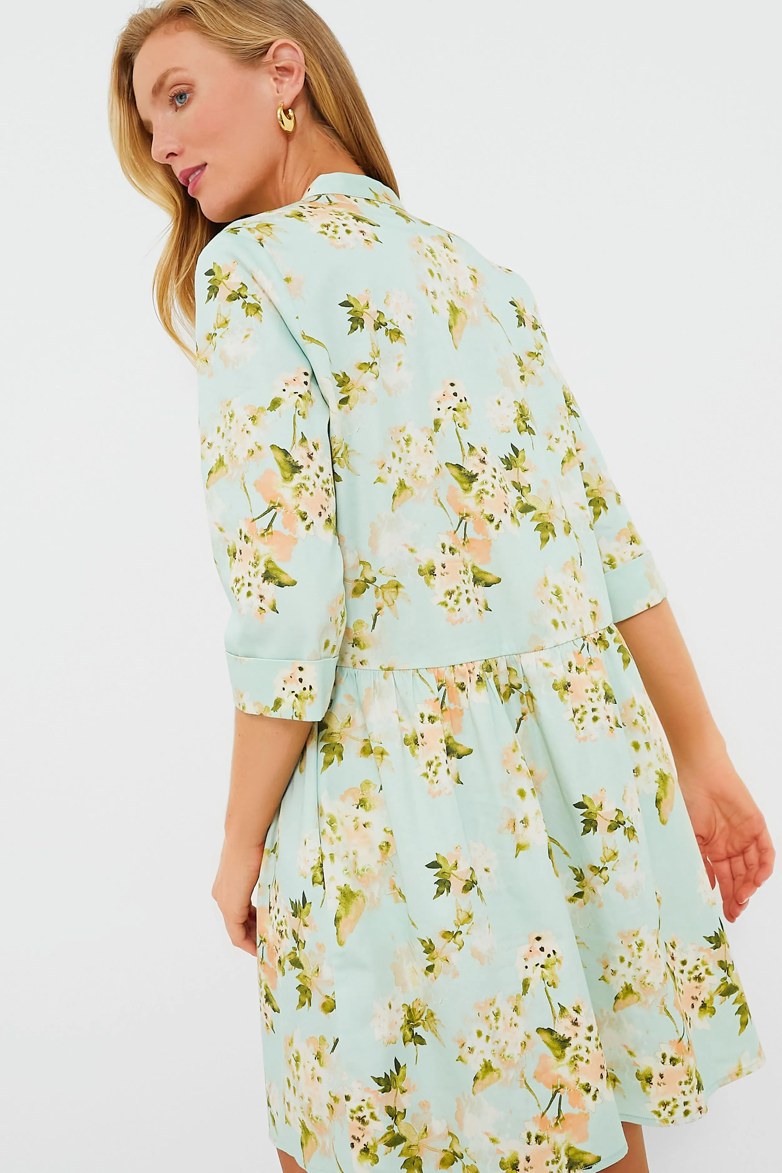 Aqua Watercolor Royal Shirt Dress