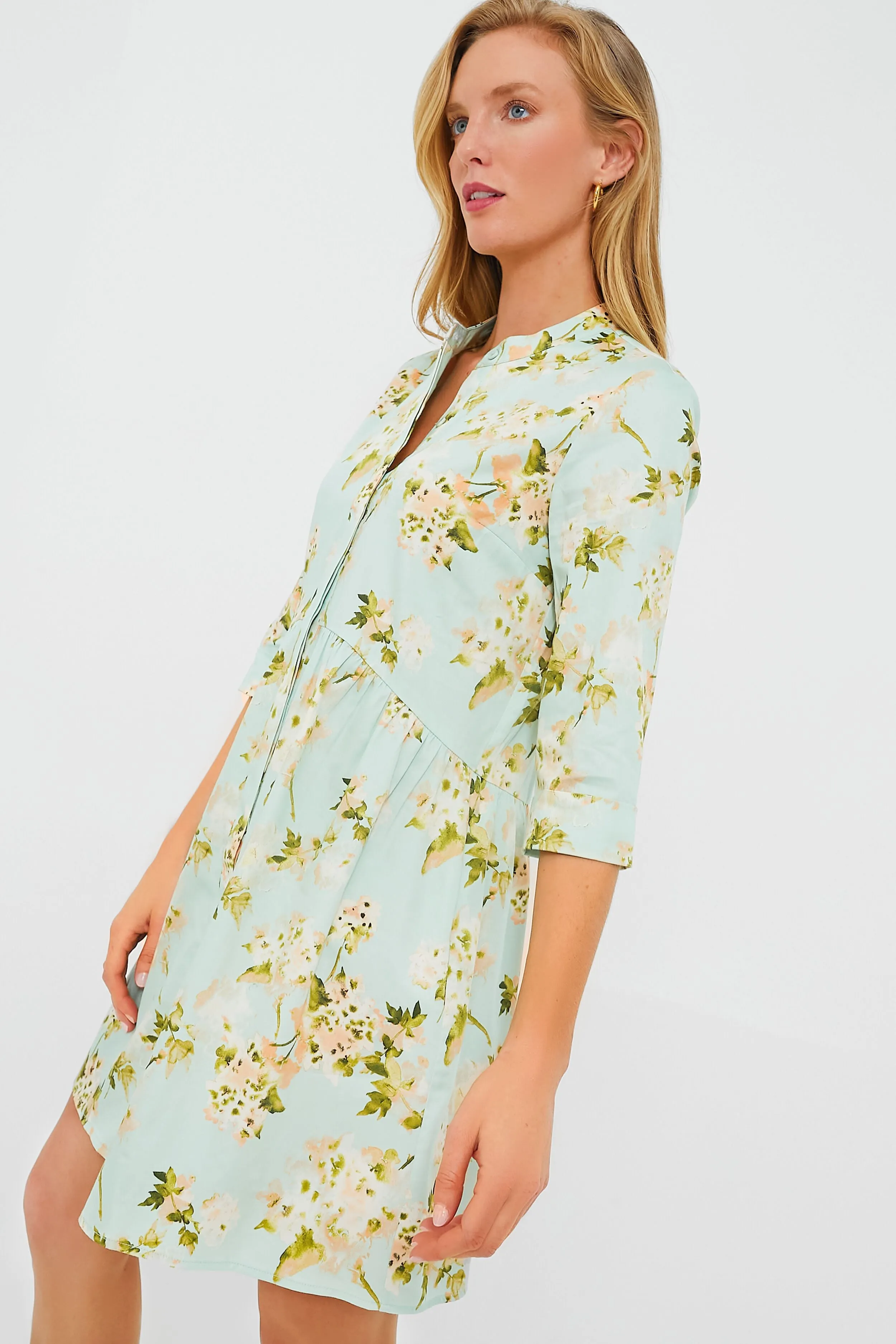 Aqua Watercolor Royal Shirt Dress