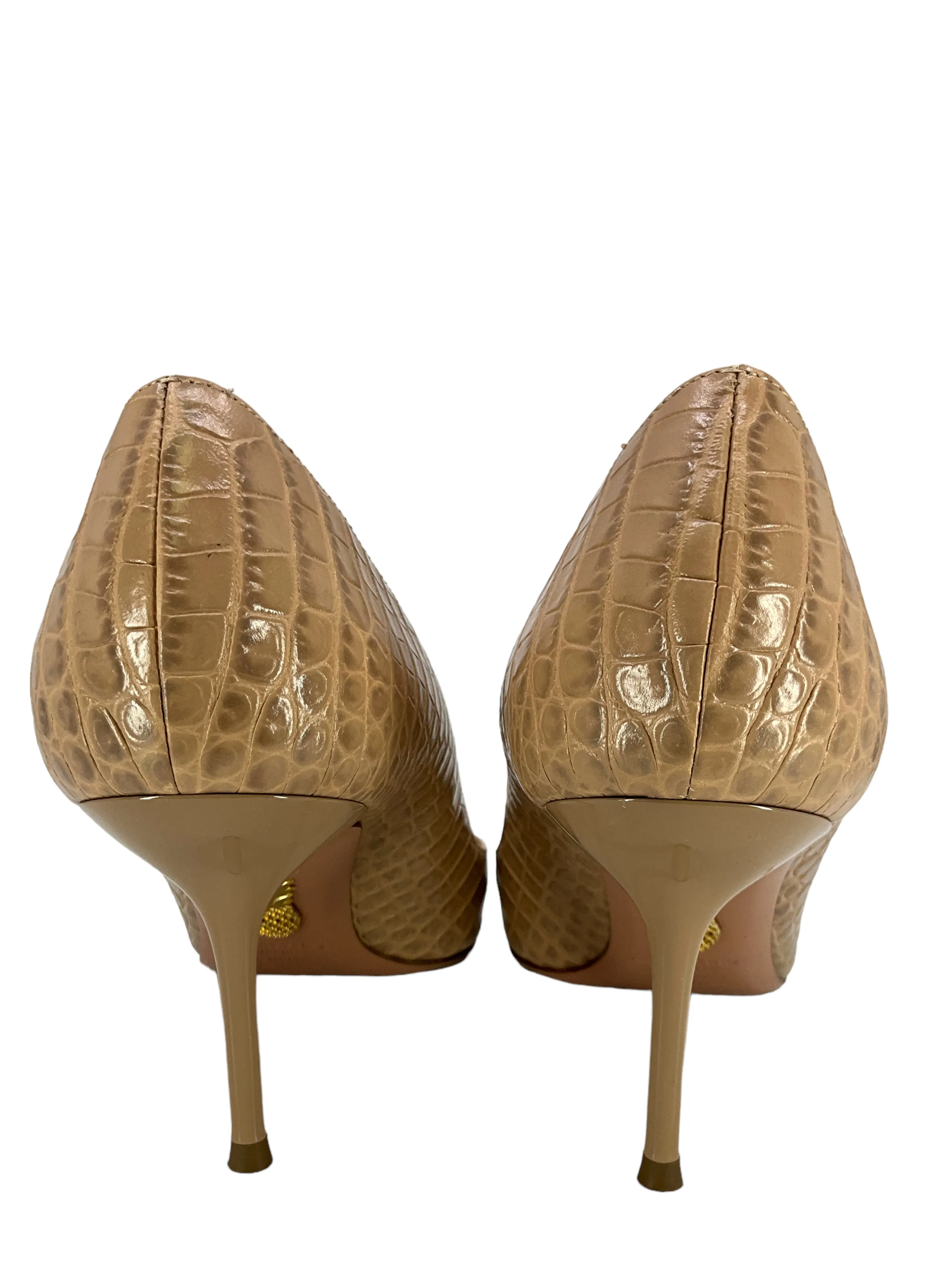 Aquazzura Purist Croc Embossed Pumps Size 7