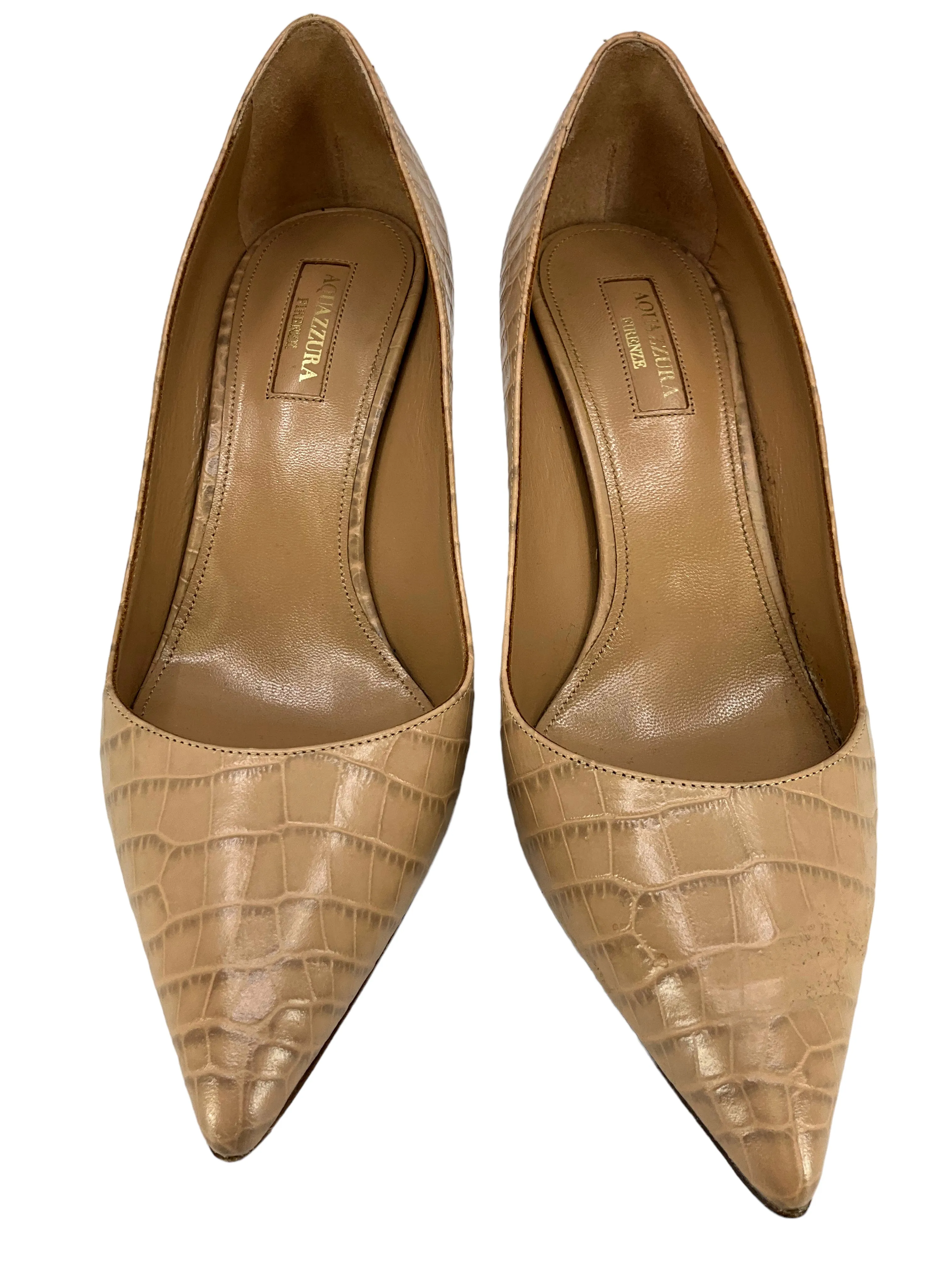 Aquazzura Purist Croc Embossed Pumps Size 7