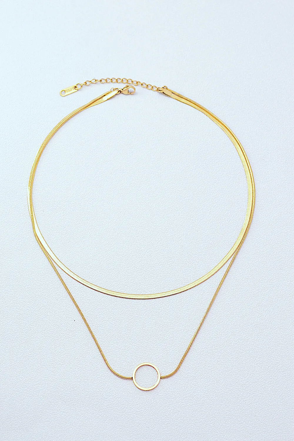 Around the Clock Circle Pendant Double Layered Necklace