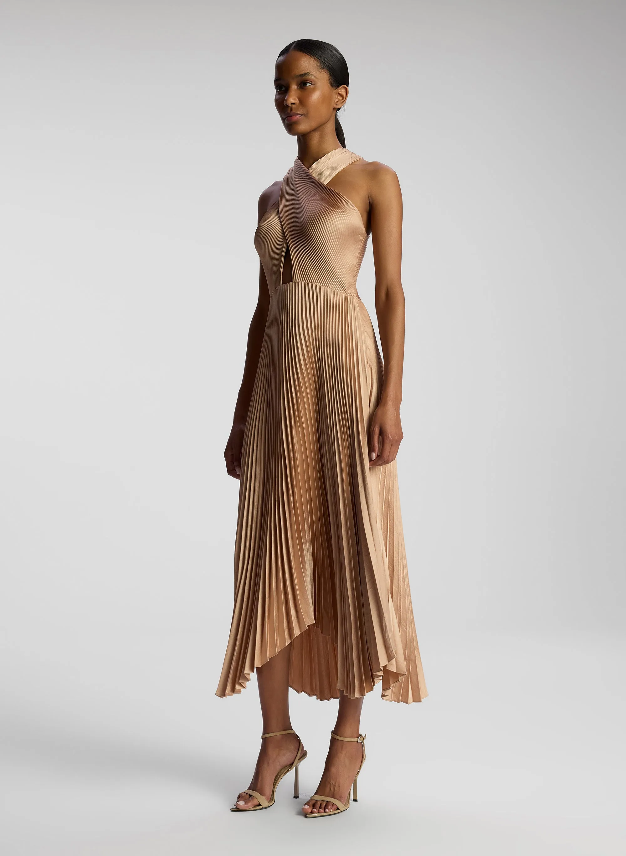 Athena II Satin Pleated Dress