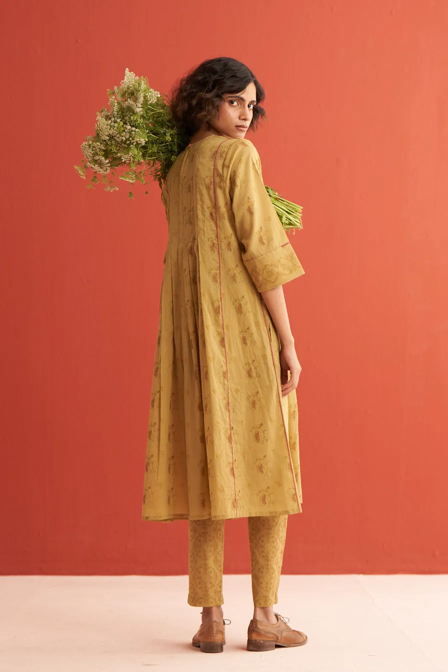 Aurora Pleated hand block printed kurta