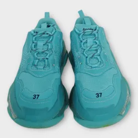 Balenciaga Turquoise Triple S Platform Sneakers