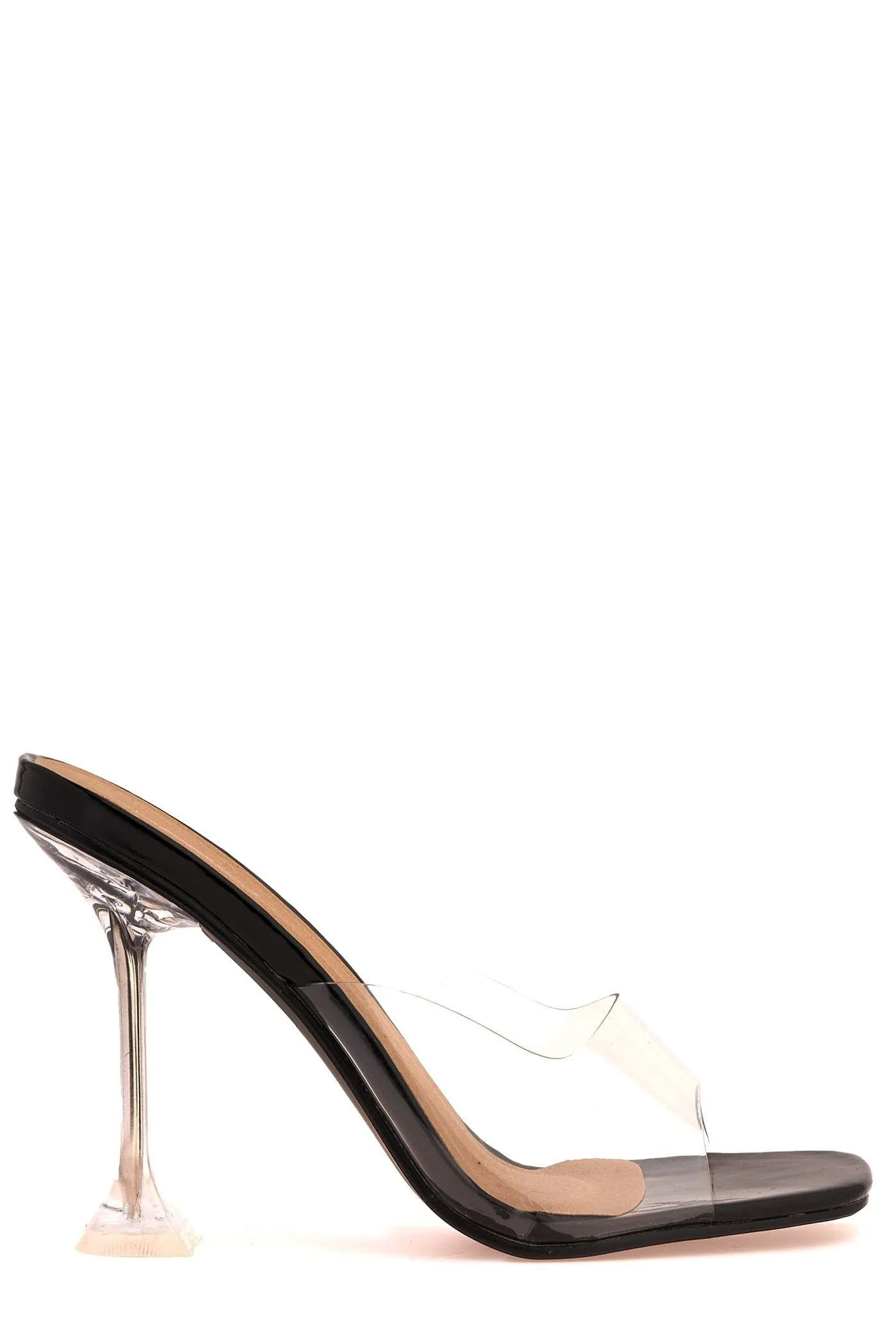 Bethan Perspex Spool Heel Mule in Black