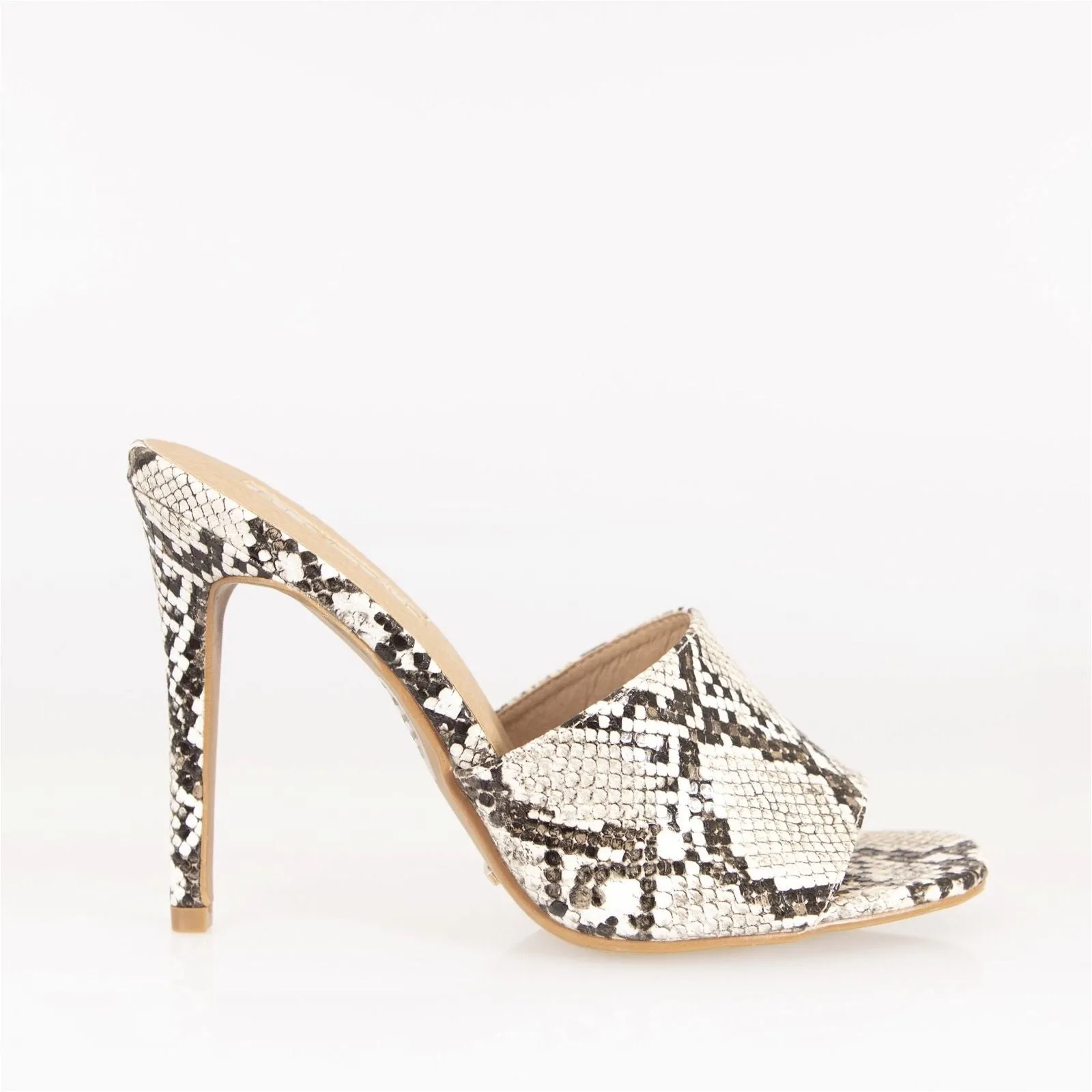 Billini Balira Stiletto Mule in Cream Snake