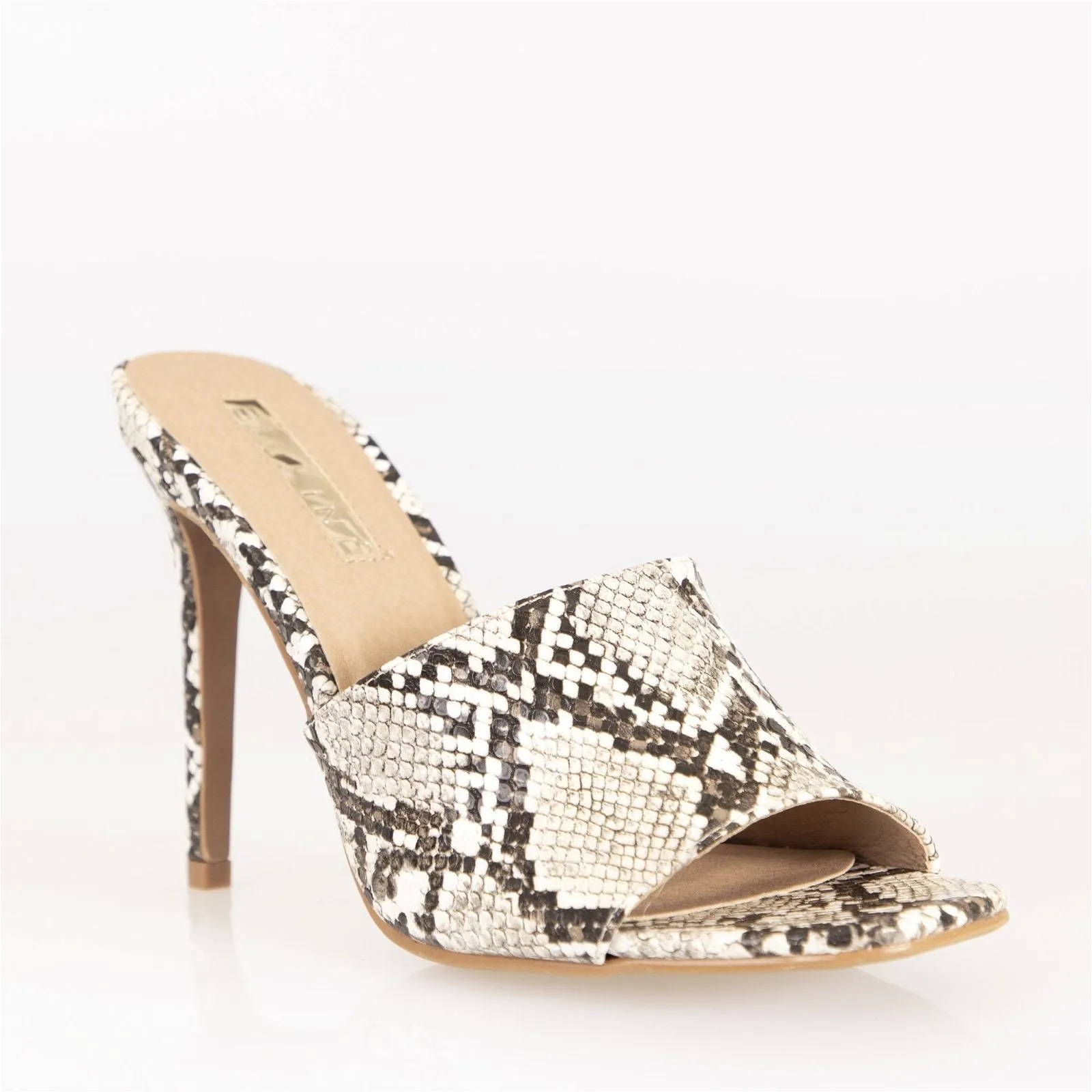 Billini Balira Stiletto Mule in Cream Snake