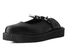 Black TUKskin™ Spike Strap Pointed Mule