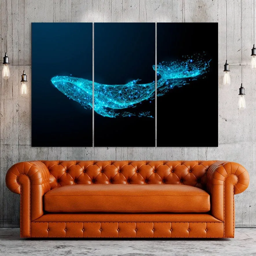 Blue whale wall art wall decor canvas painting bright wall art extra large wall art Marine wall art  fish wall art Nautical wall art