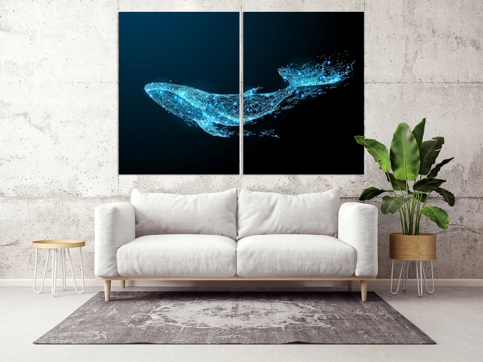 Blue whale wall art wall decor canvas painting bright wall art extra large wall art Marine wall art  fish wall art Nautical wall art