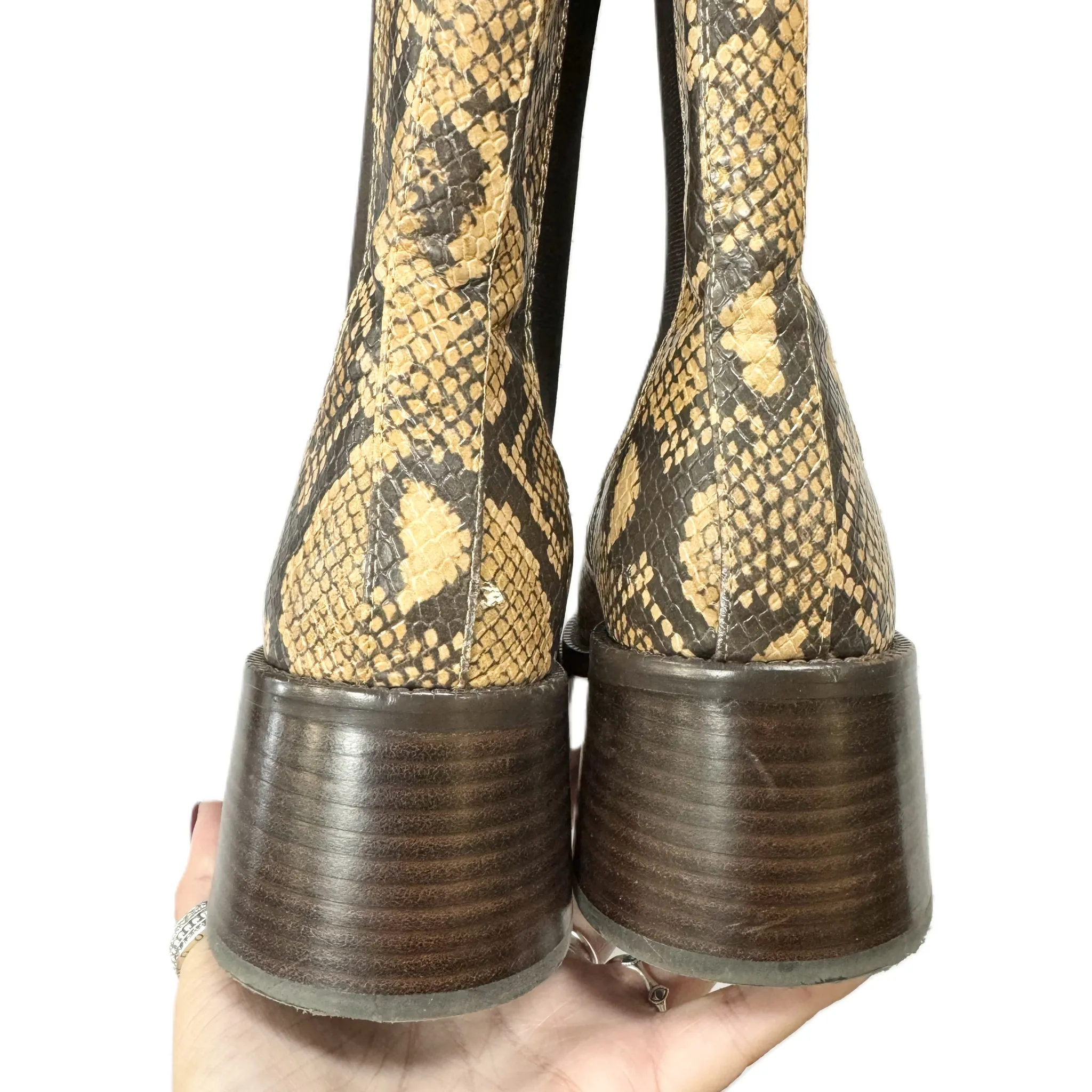 Boots Ankle Heels By Sam Edelman In Snakeskin Print, Size: 10