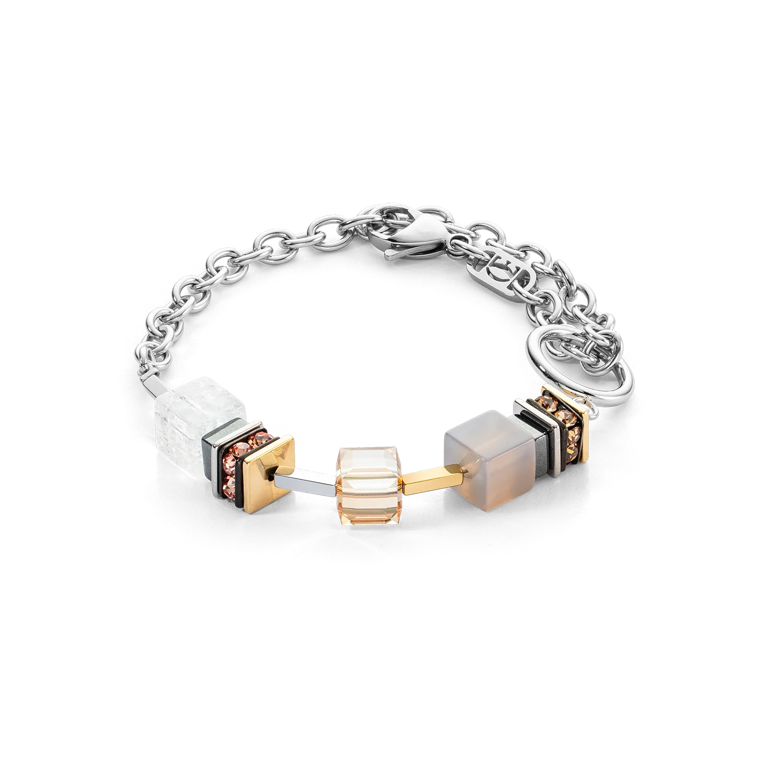 Bracelet Chunky Cubes & Chain Runway Exlusive Bicolour