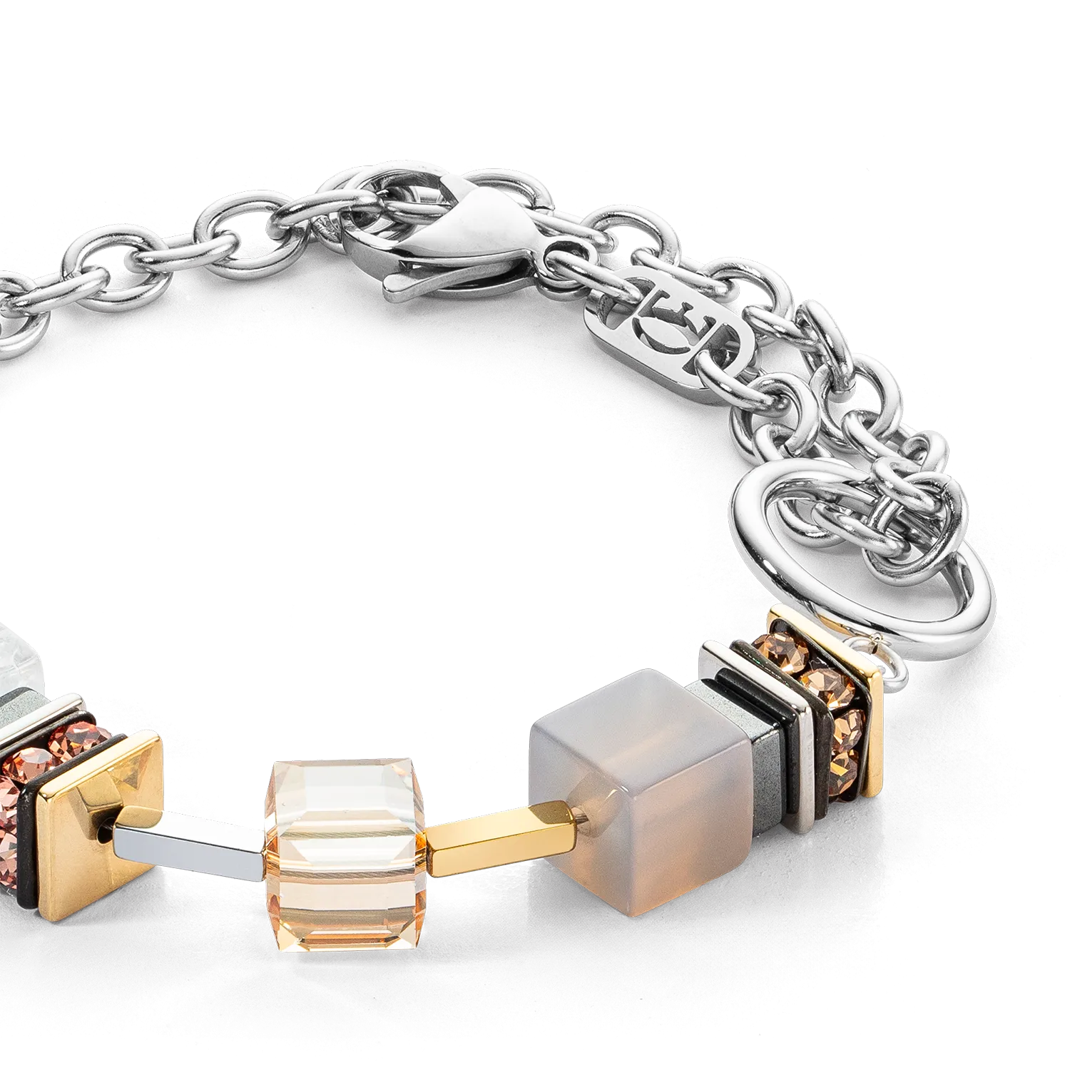 Bracelet Chunky Cubes & Chain Runway Exlusive Bicolour