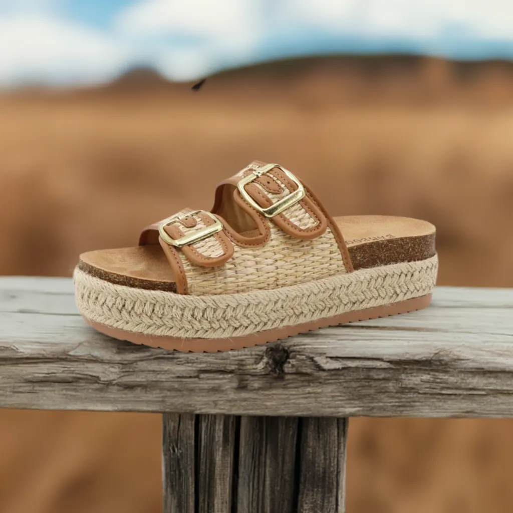 BRAKE-01 Natural Woven Raffia Sandal