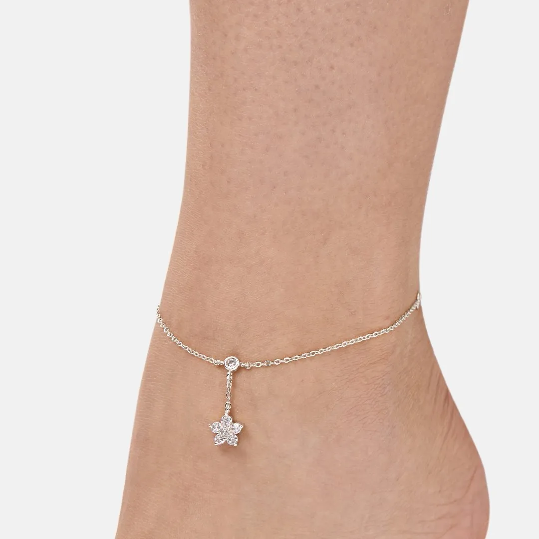 Brass 18k Rose Gold Nakshatra Chain Anklet For Women