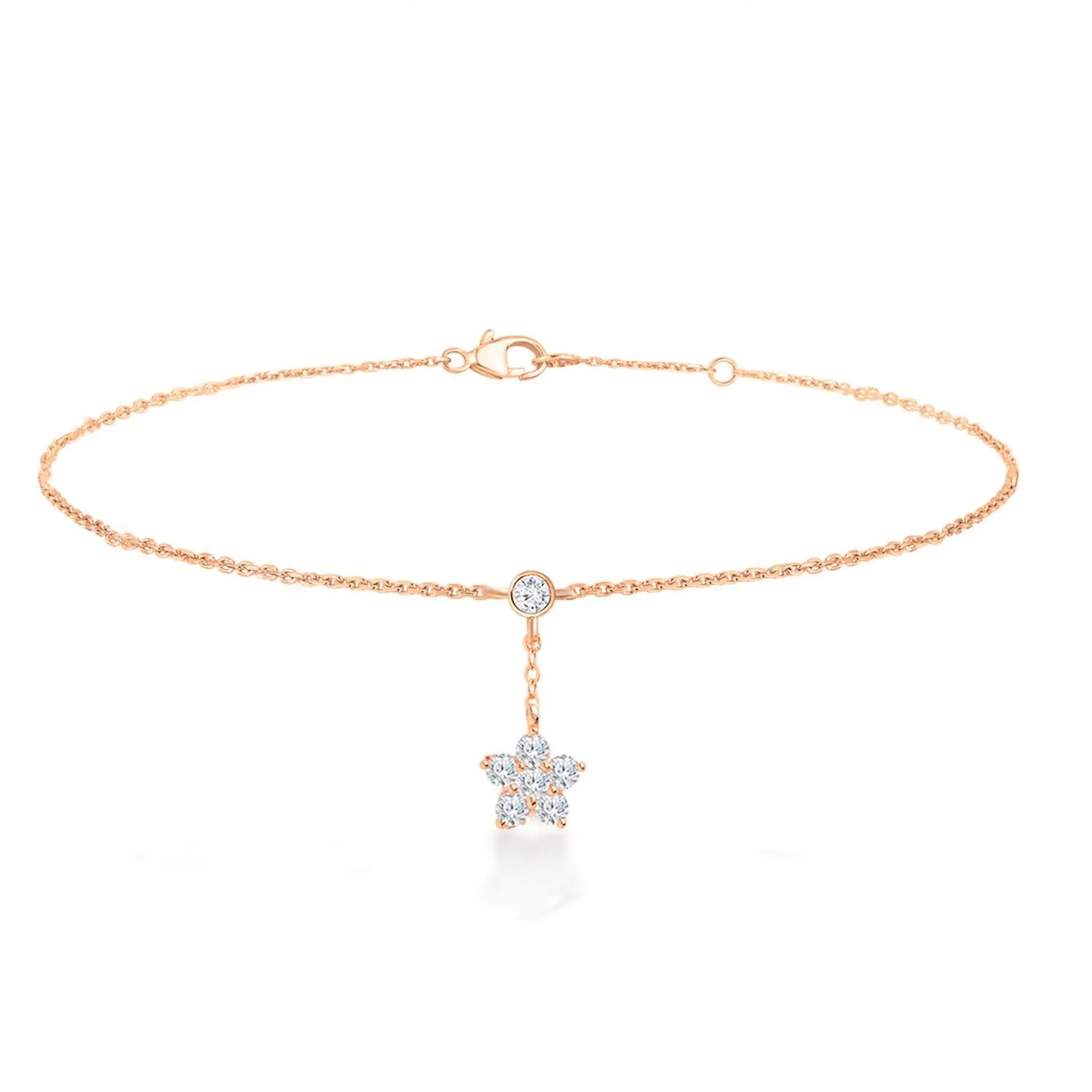 Brass 18k Rose Gold Nakshatra Chain Anklet For Women