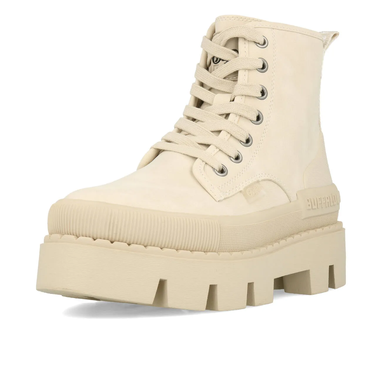 Buffalo Raven Laceup Boot Hi Damen Vegan Nubuck Cream