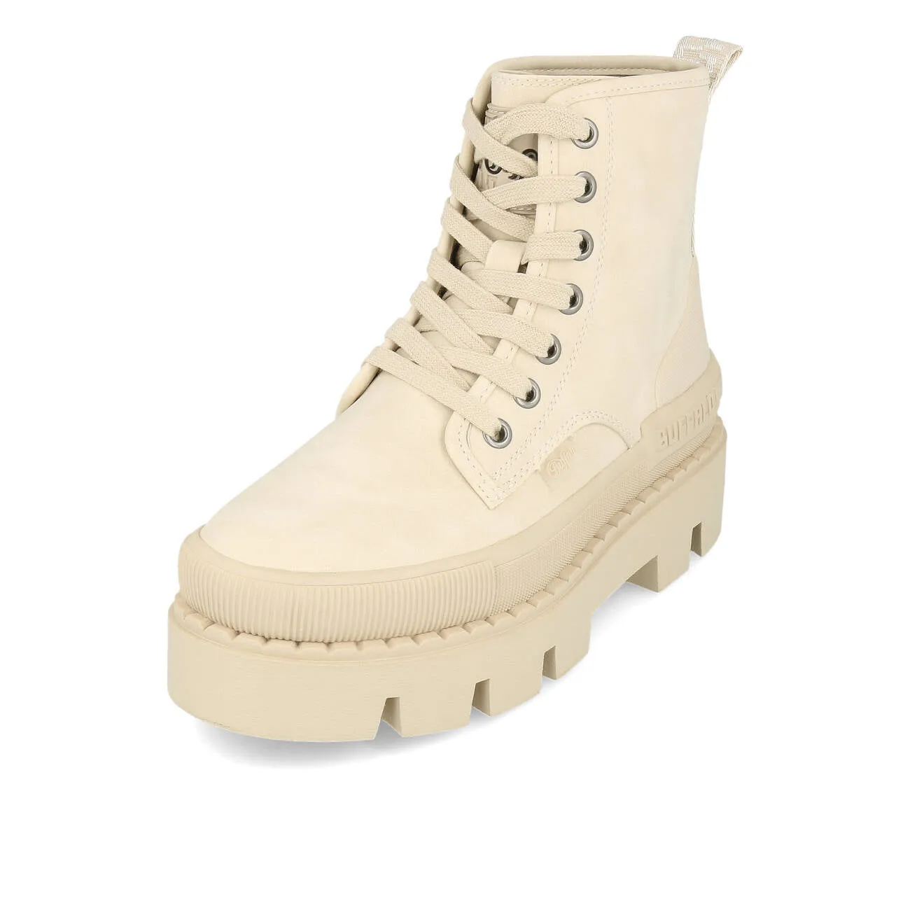 Buffalo Raven Laceup Boot Hi Damen Vegan Nubuck Cream