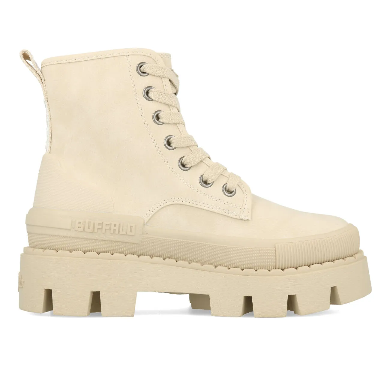 Buffalo Raven Laceup Boot Hi Damen Vegan Nubuck Cream