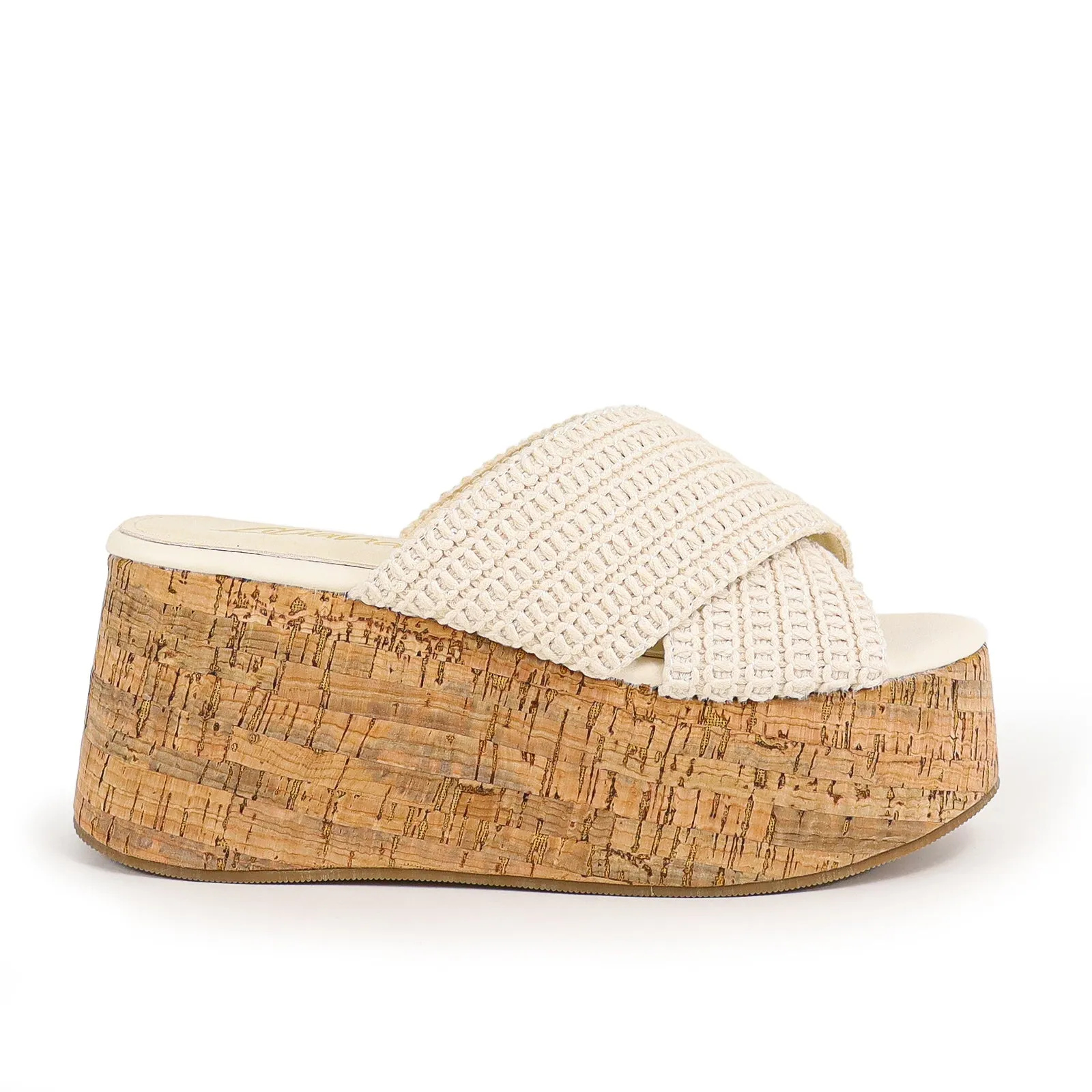 CASA-1 Cream Woven Criss Cross Vamp