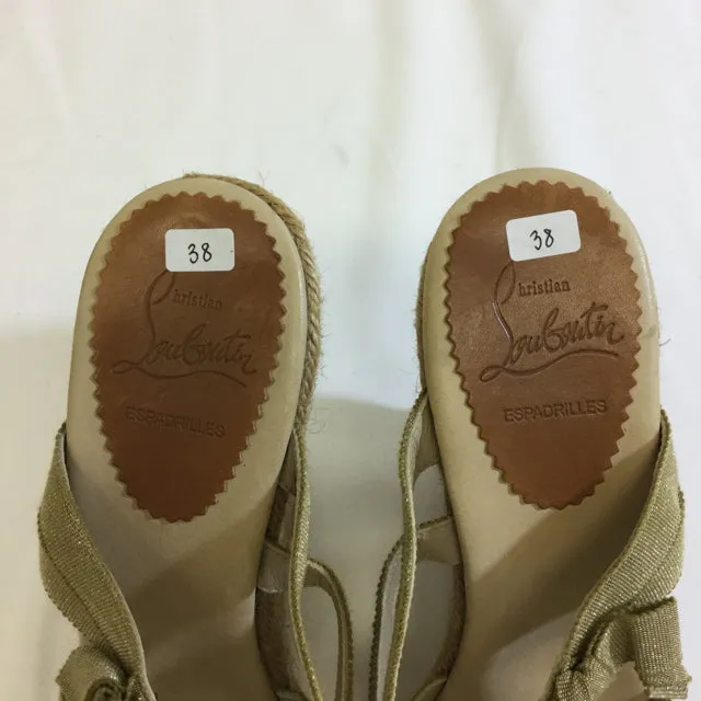 Christian Louboutin Signed Wedge Espadrilles. Size 38