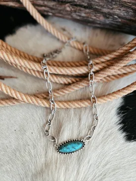 Chunky Chain And Stone Turquoise Necklace