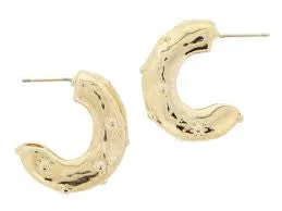 Chunky Gold Wavy Hoop with Studded Accents Earrings