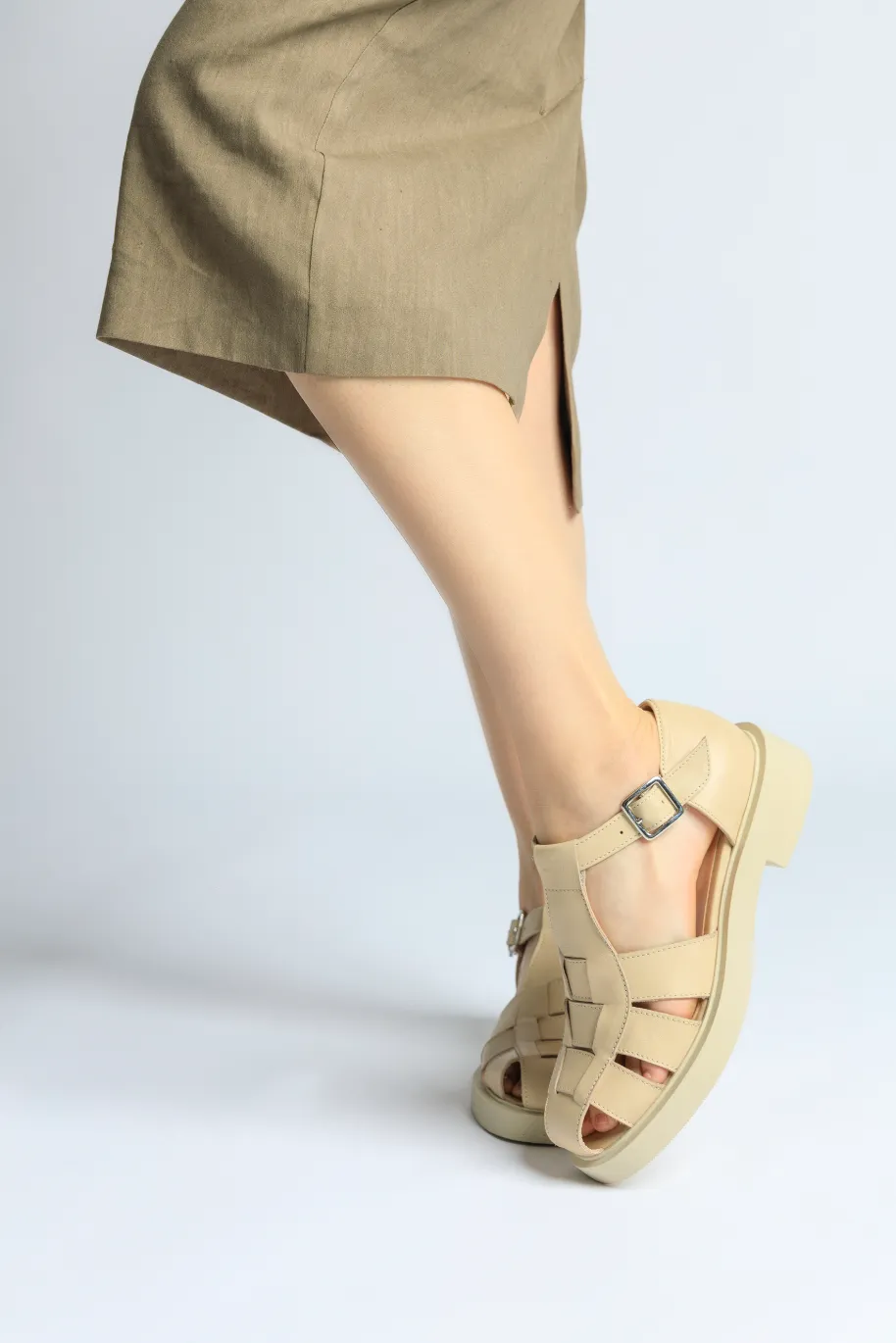 Clara Latte Leather Sandals