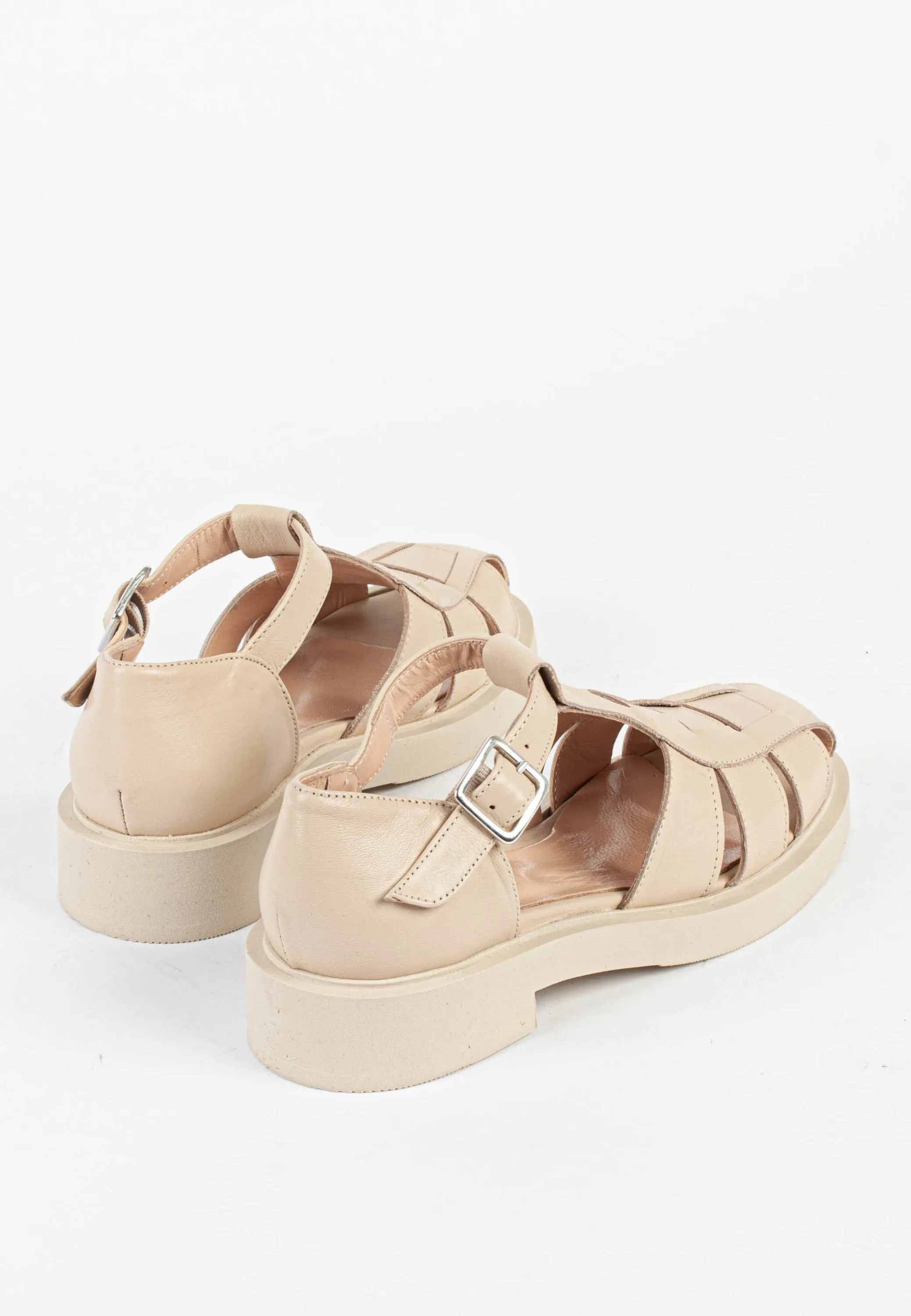 Clara Latte Leather Sandals